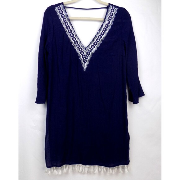 Kona Sol Swim Cover Medium Gauze Tassel Embroidery Coastal (BUNDLE PRICE $6) - Picture 1 of 6